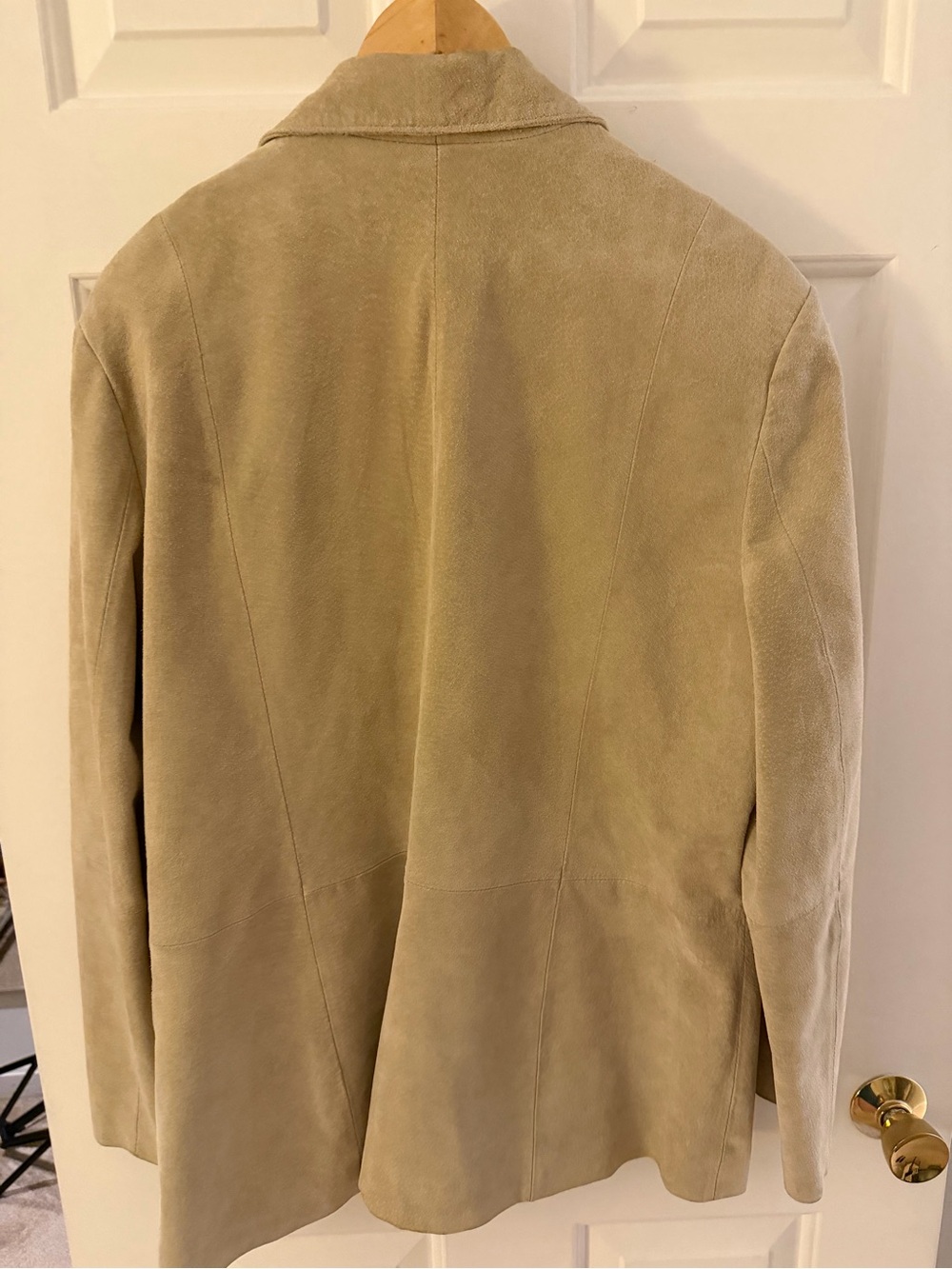 Vintage Genuine Suede Leather Blazer XL Tan Beige Longline - Picture 4 of 6